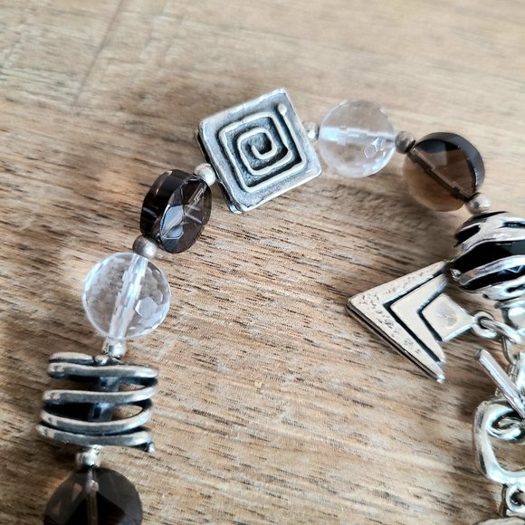 SILPADA sterling silver smokey and clear quarts Topaz bracelet. - Picture 3 of 8